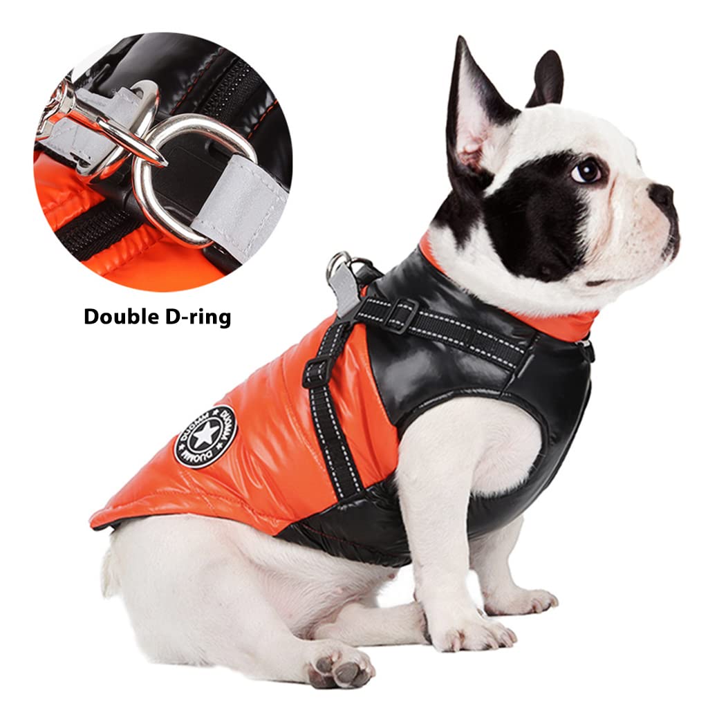 ZIBUYU Black Dog Jackets Winter Clothes-Warm Zip Up Dog Vest Fleece Jacket with Dual D Ring Leash - Water Resistant Small Dog Sweater for Small and Medium Dog(2XL)
