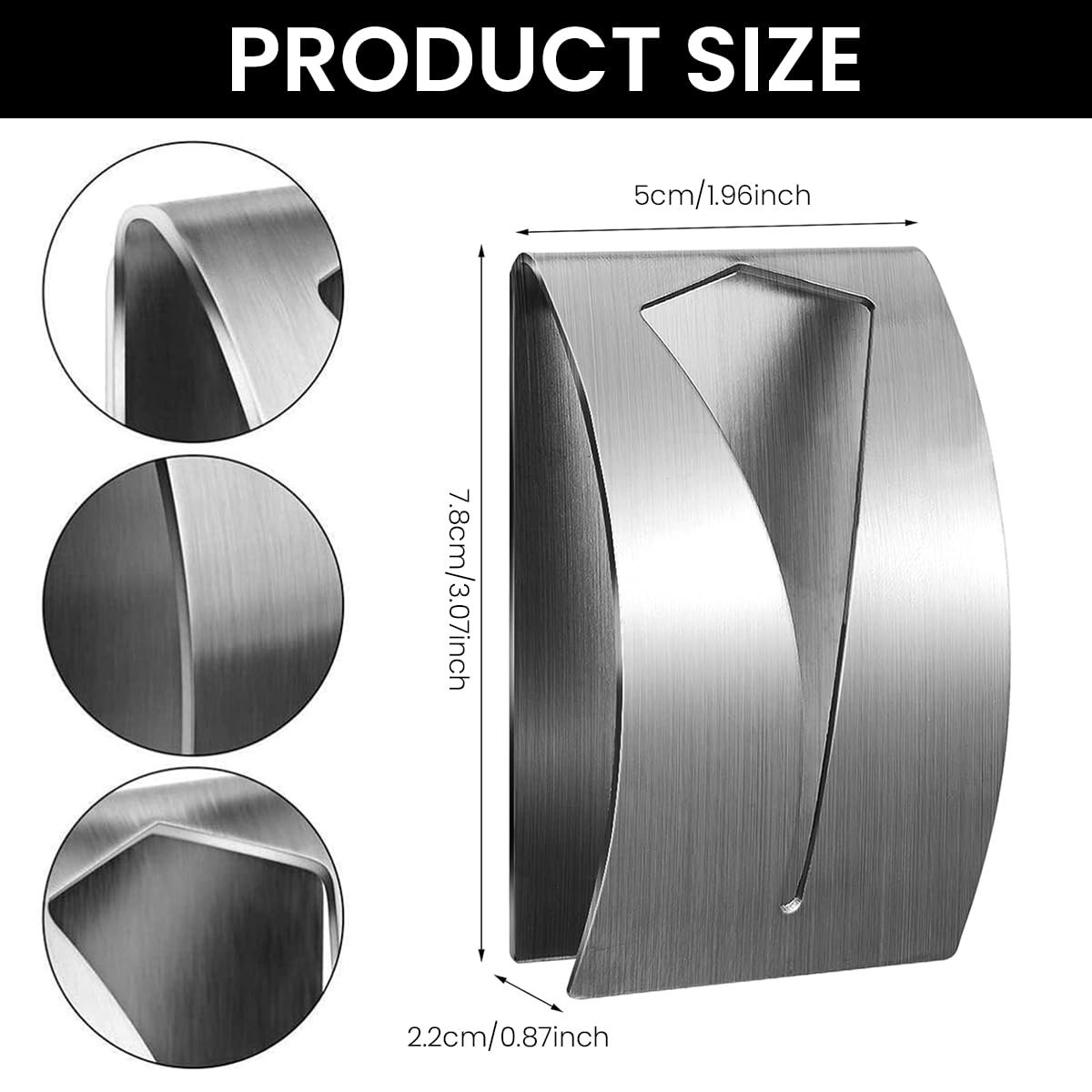 HASTHIP 2 Pcs Kitchen Towel Holder Grabber Self Adhesive, Stainless Steel Kitchen Dish Towel Hook, Wall Mount Non-Drilling Hand Towel Hanger Towel Holders for Bathroom Kitchen Cabinet