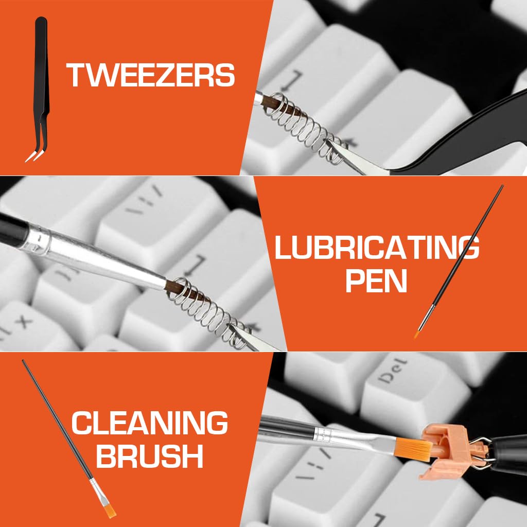 ZORBES 6 Pieces Keyboard Remover Tool Kit Include Switch Puller, Lubricating Pen, Cleaning Brush, Tweezers, 4-Jaw Gripper, and Key Cap Puller