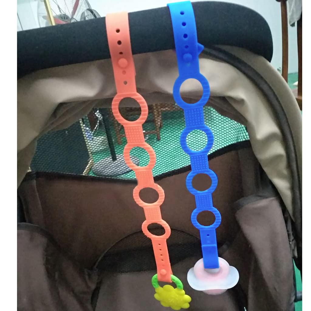 SNOWIE SOFT 2Pcs Pacifier Chain for Baby Present, Teether Toy Pacifier Anti Lost Clip Teething Toy, Food Grade Silicone Pacifier Clips Suit for Strollers, High Chair, Hanging Baskets, Cribs, Bag