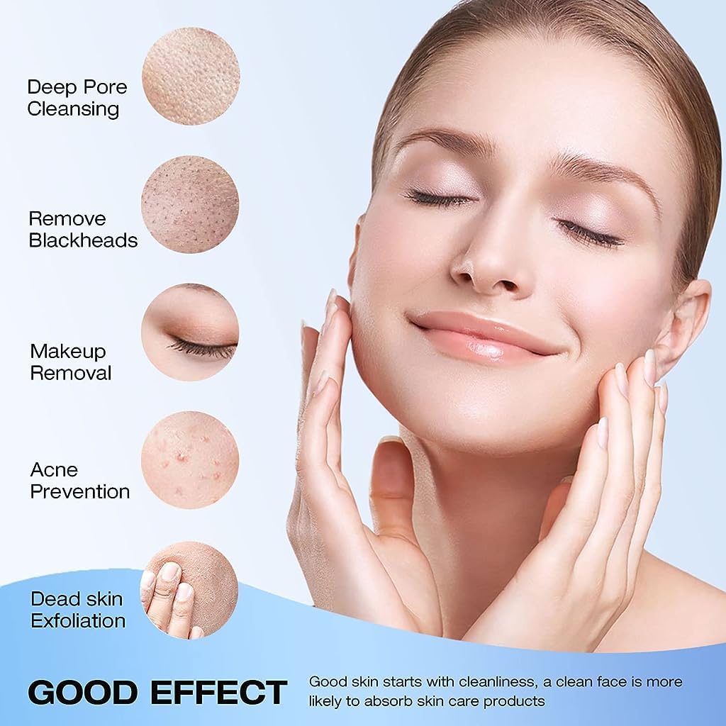 MAYCREATE Facial Cleansing Brush 2 in 1 for Face Exfoliation, Face Wash Brush with Silicone Face Scrubber Exfoliator and Soft Bristles Brush for Deep Skin Cleansing