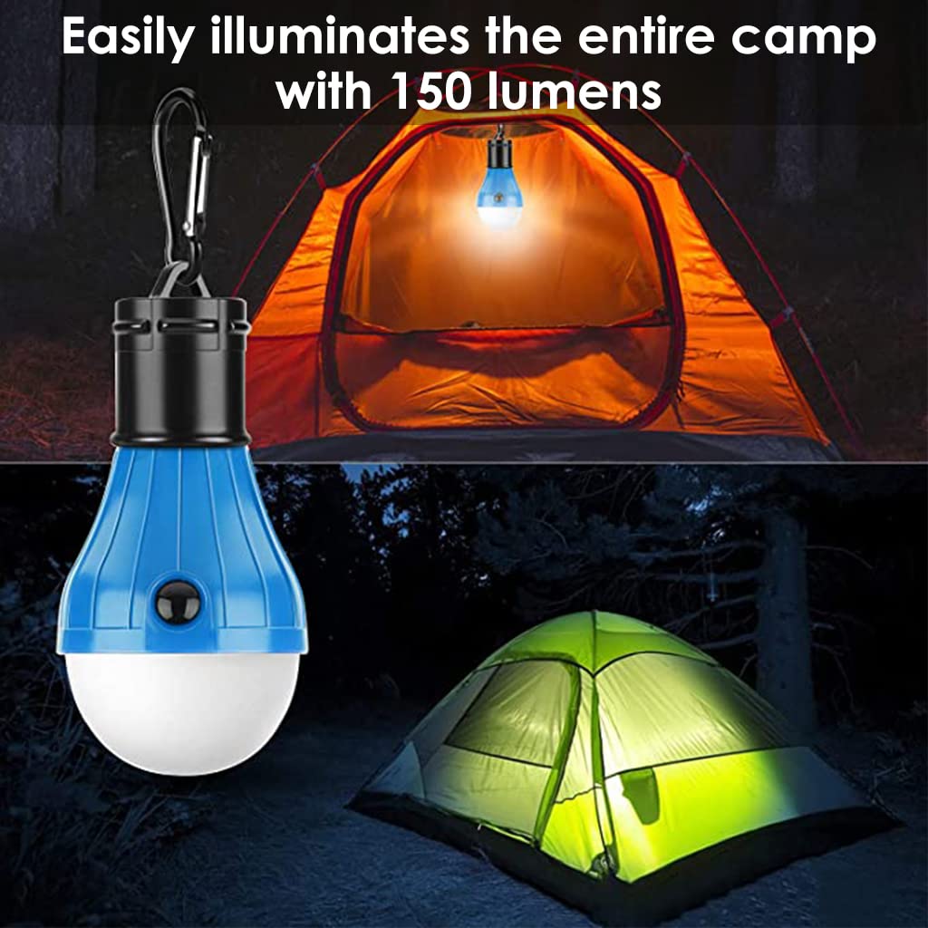 Proberos 4pack Camp Light with Carabiner, Battery LED Light Portable Lamp Emergency Lights for Camping Hiking Outdoor Home, Battery Powered(Battery Not Included)