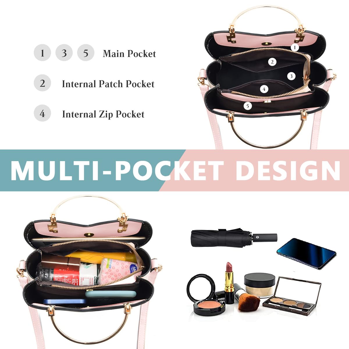PALAY Handbags Women Stylish PU Tote Bag Cross Body Tote with Detachable Shoulder Belt, Fashion Handbag for Women