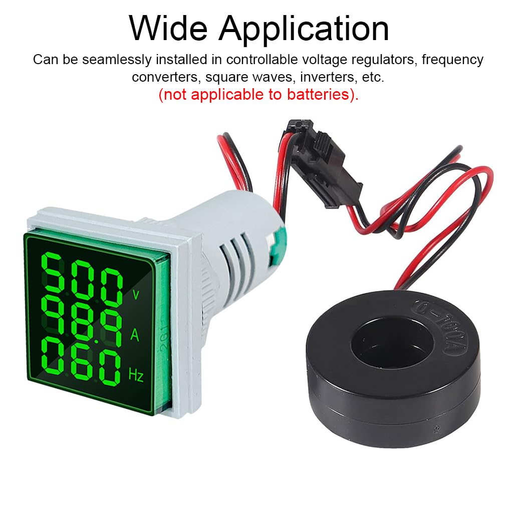 Serplex LED AC Current Voltage Frequency Signal Light 60-500V 0-100A AC Digital Ammeter Voltmeter Backlight Display Voltage Detector Current Tester Gauge