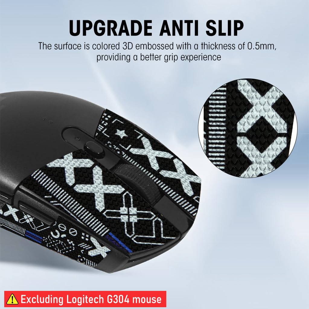 Verilux Mouse Grip Tape for Lo gitech G102/G304 Gaming Mouse Skin, Pre-Cutted Self-Adhesive Mouse Grip Tape Sweat-Proof Fashion Pattern Mouse Grip Tape (Mouse is NOT Included)