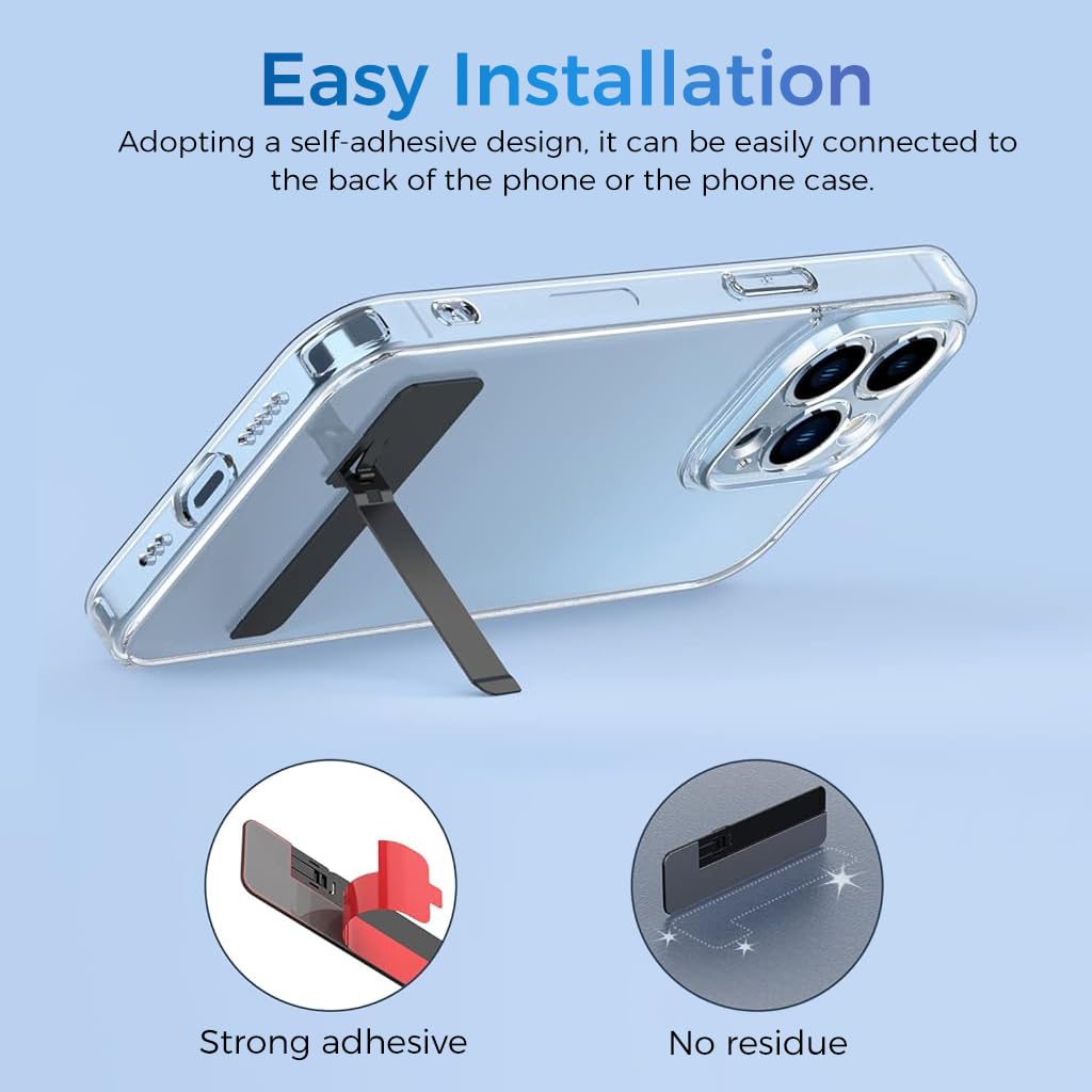 ZORBES Ultra-Slim Phone Stand Self-Adhesive Folding Slim Bar Stand Phone Stand for Phone Sturdy Mini Bar Metal Folding Slim Bar Phone Stand for iPhone, Galaxy S23/S22/S21 Ultra
