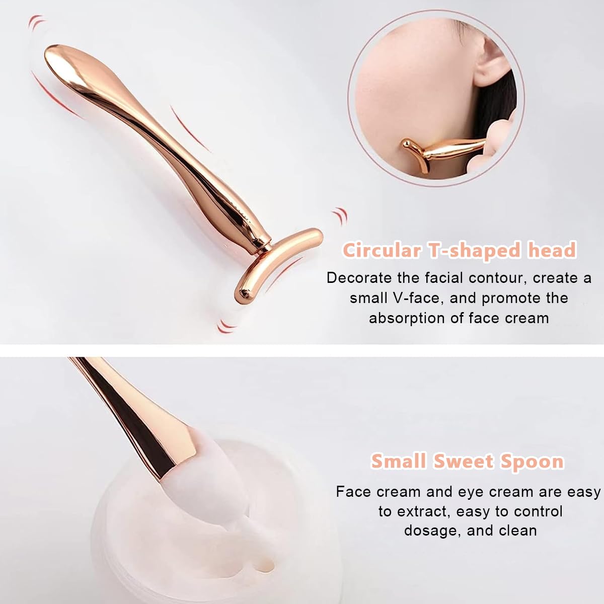 MAYCREATE Set of 2 Eye Cream Applicator Eye Roller Metal Eye Rollers Stick Facial Massage Roller Set Smooth Wrinkle Lifting Eye Corners Relieve Puffiness Eye Care Tool Beauty Tool Gift for Women