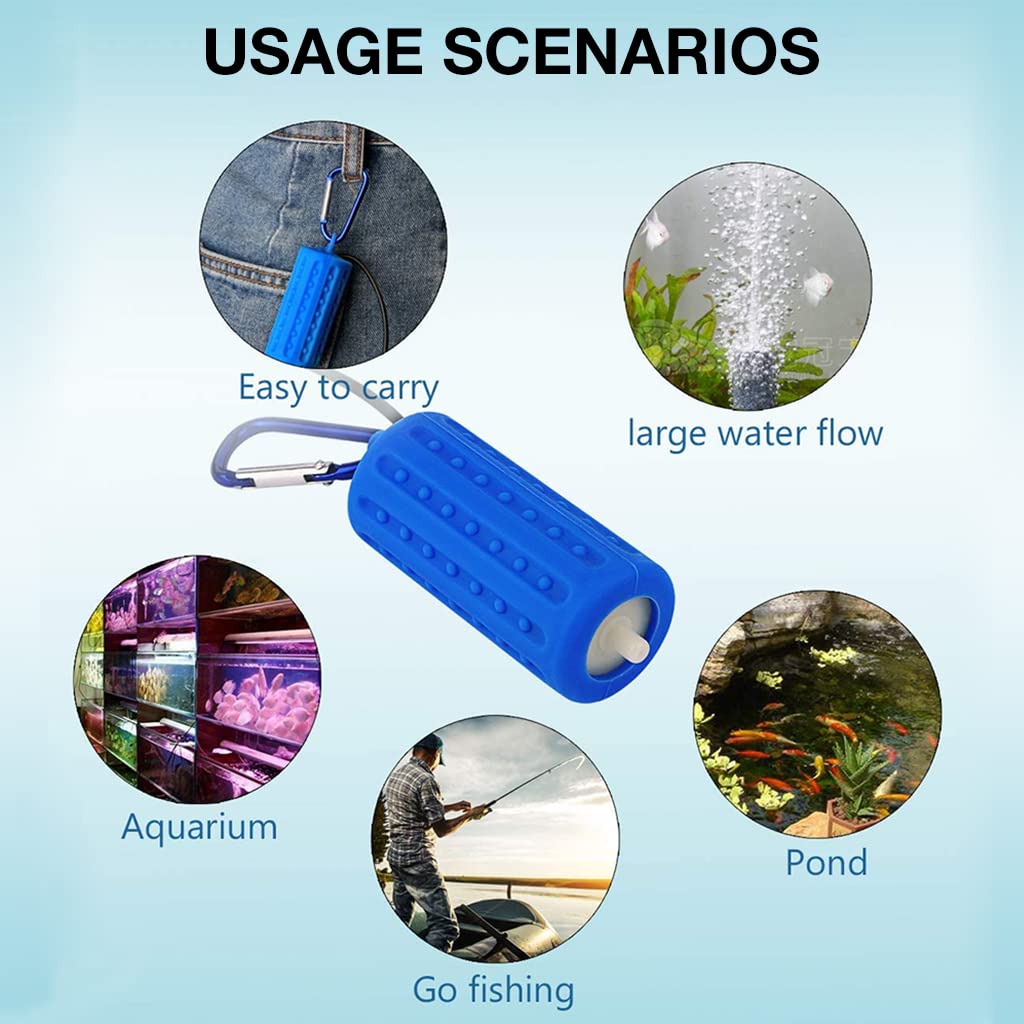 Qpets Quietest Portable Aquarium Air Pump - Air Stone and Hose Included - Low Power Usage - USB Air Pump - Air Pump for Aquarium - Aquarium Oxygen Pump