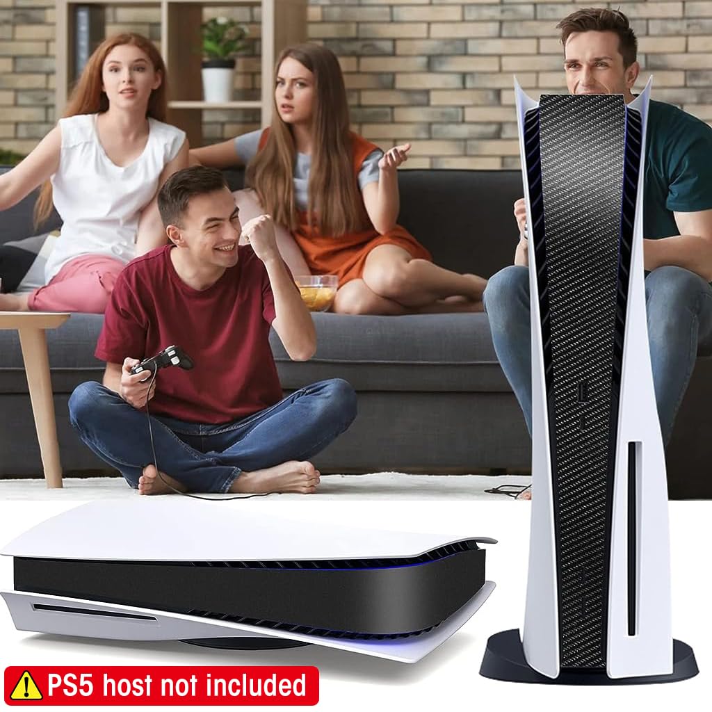 ZORBES PS5 Console Middle Sticker PVC Stylish Carbon Fiber Pattern Middle Skin Sticker Anti-Scratch PS5 Console Skin Sticker for Console Center Part Self-Adhesive Middle Skin Sticker for PS5 Console