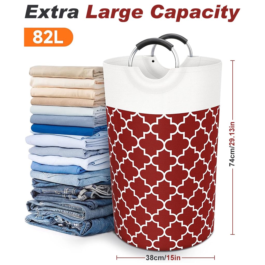 HASTHIP Laundry Basket with Metal Handle Large Capacity Laundry Basket Hamper Bag Foldable Laundry Basket Fashion Print Laundry Basket, 15 x29.13 inches