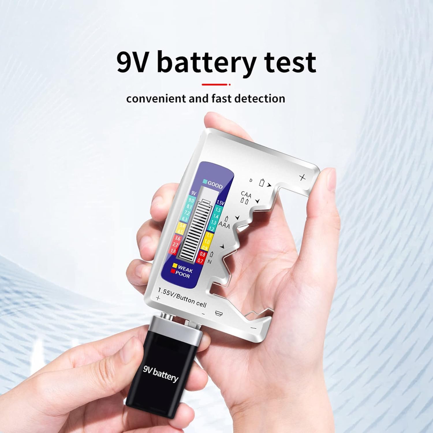 Serplex Battery Tester, Universal Digital Battery Checker For AAA / AA / 9V/ C / D / N / 1.5V Button Cell Battery, Small Accurate Cell Tester, Battery Power Checker (Not For Rechargable Battery)