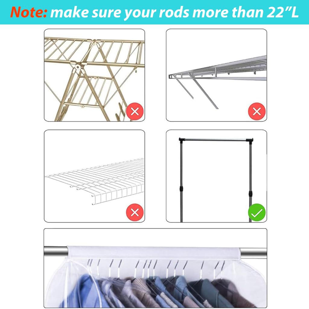 HASTHIP Wardrobe Hanging Clothes Storage Bag, 43 Inches Hanging Garment Bags for Clothes Garment Protector Rack Cover for Suit, Coat, Gusseted Garment BagBottom Enclosed