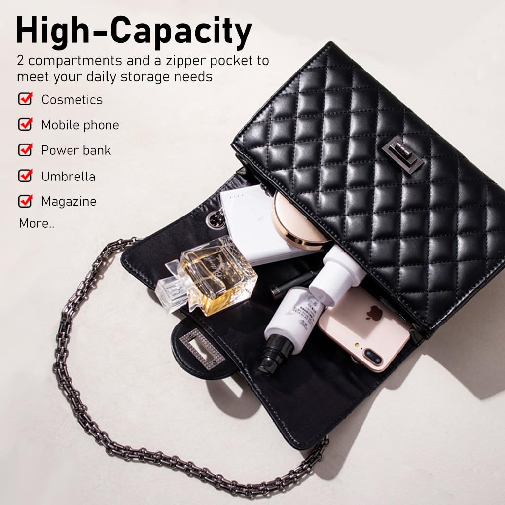 PALAY Sling Bag for Women Stylish PU Leather Shoulder Bag Chain Strap Bag Diamond Pattern Bag Interlock Closure Women Bag Crossbody Bag for Girls