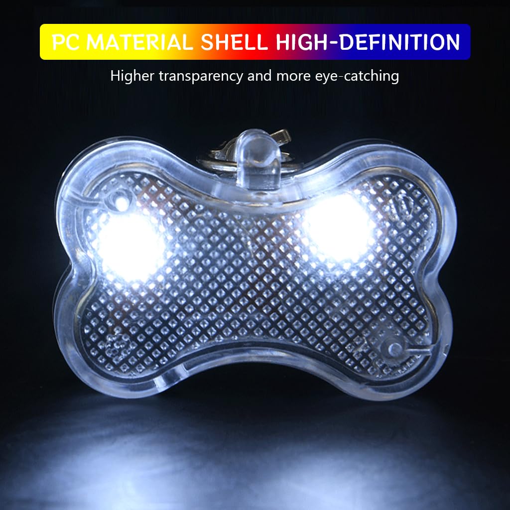 Qpets LED Colorful Dog Collar Charm 7-Color Bone-shaped Dog Collar Charm with Switch Waterproof Bone-shaped Key Chain Charm Bag Charms