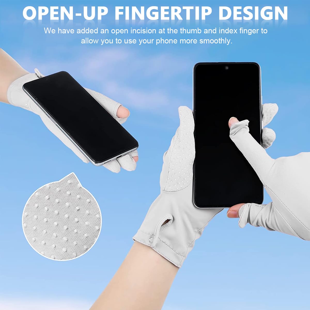 PALAY Sun Protection Gloves for Women Driving Touch Screen Gloves Anti-Skid Summer Full Hand Gloves for Bike Cycling Riding, Ice Silk Cooling Breathable Outdoor Sunblock Gloves - Grey