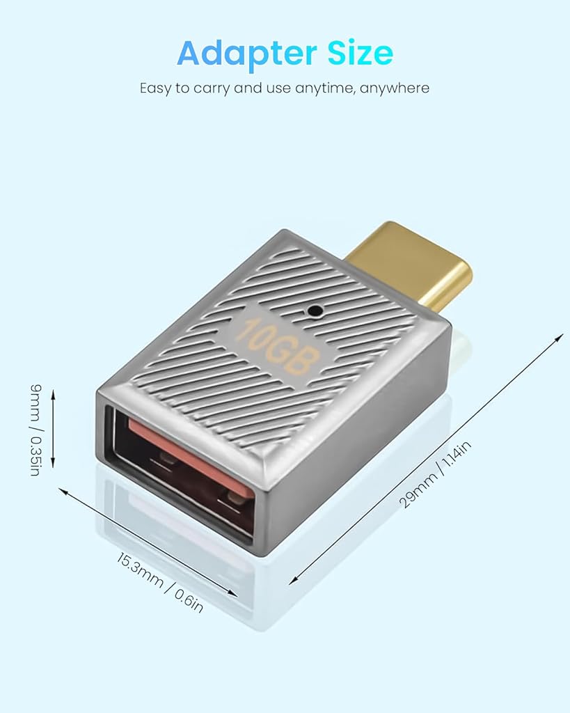 Verilux USB C to USB OTG Adapter USB C Male to USB A Female USB 3.1 Adapter Support 120W Fast Charing & 10Gbps Data Transmission Type C Charging Adapter for Phone, Tablet, PC, Laptop