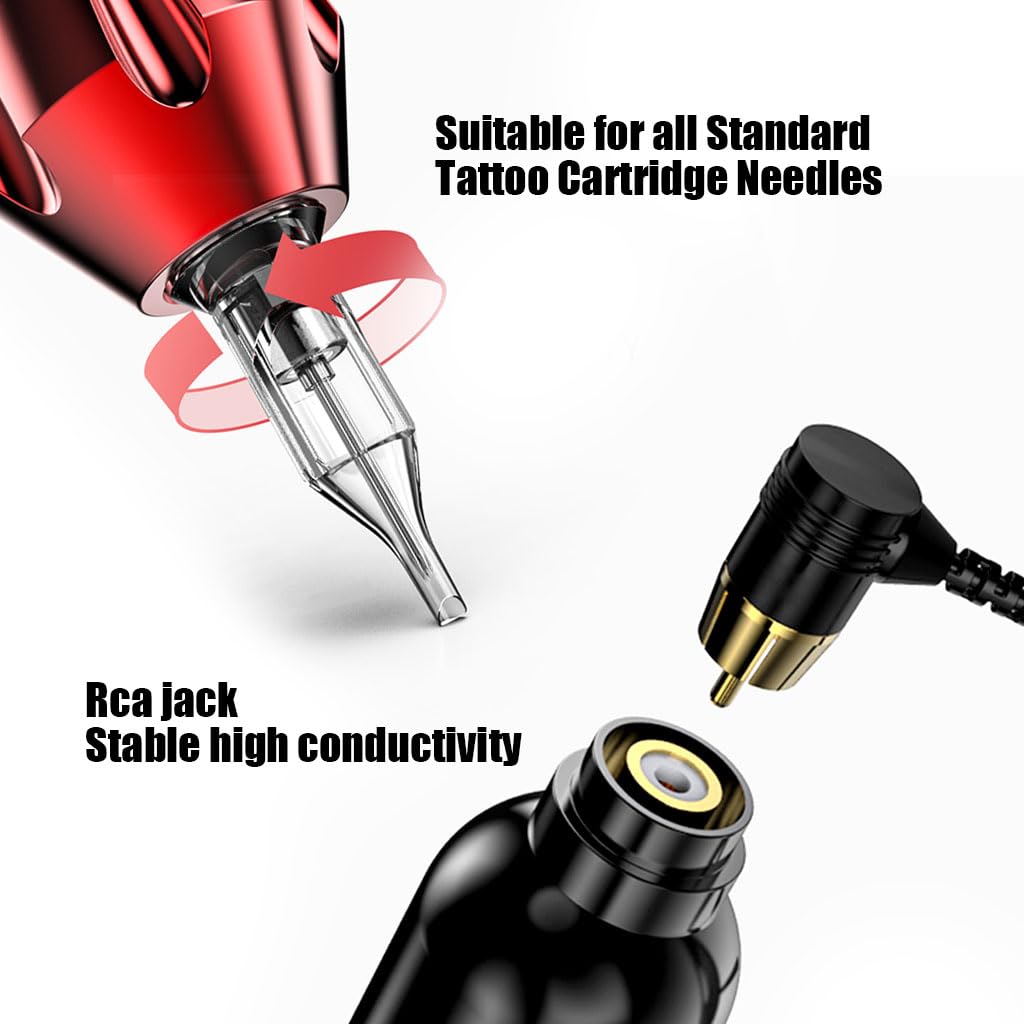 MAYCREATE Tattoo Machine Kit 6-11 V Wireless Tattoo Machine Full Kit Tattoo Pen Includes Rotary Tattoo Liner Pen, Cartridge Needle, Transfer Paper, Practice Skin, Tattoo Accessories