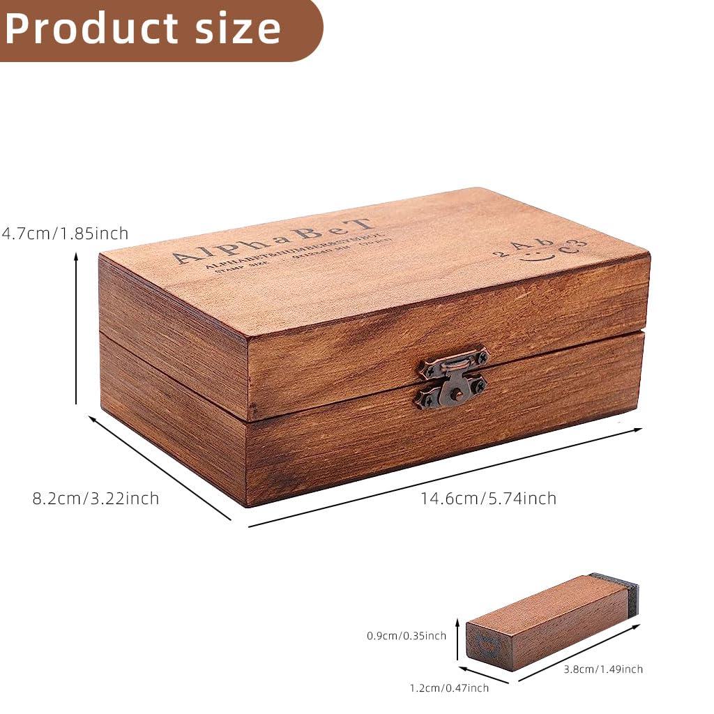Climberty 70Pcs Rubber Stamps with Wood Storage Box, Alphabet Number Special Characters Vintage Wooden Rubber Stamps for Scrapbooking, Crafts, Card Making, Gift Wrapping
