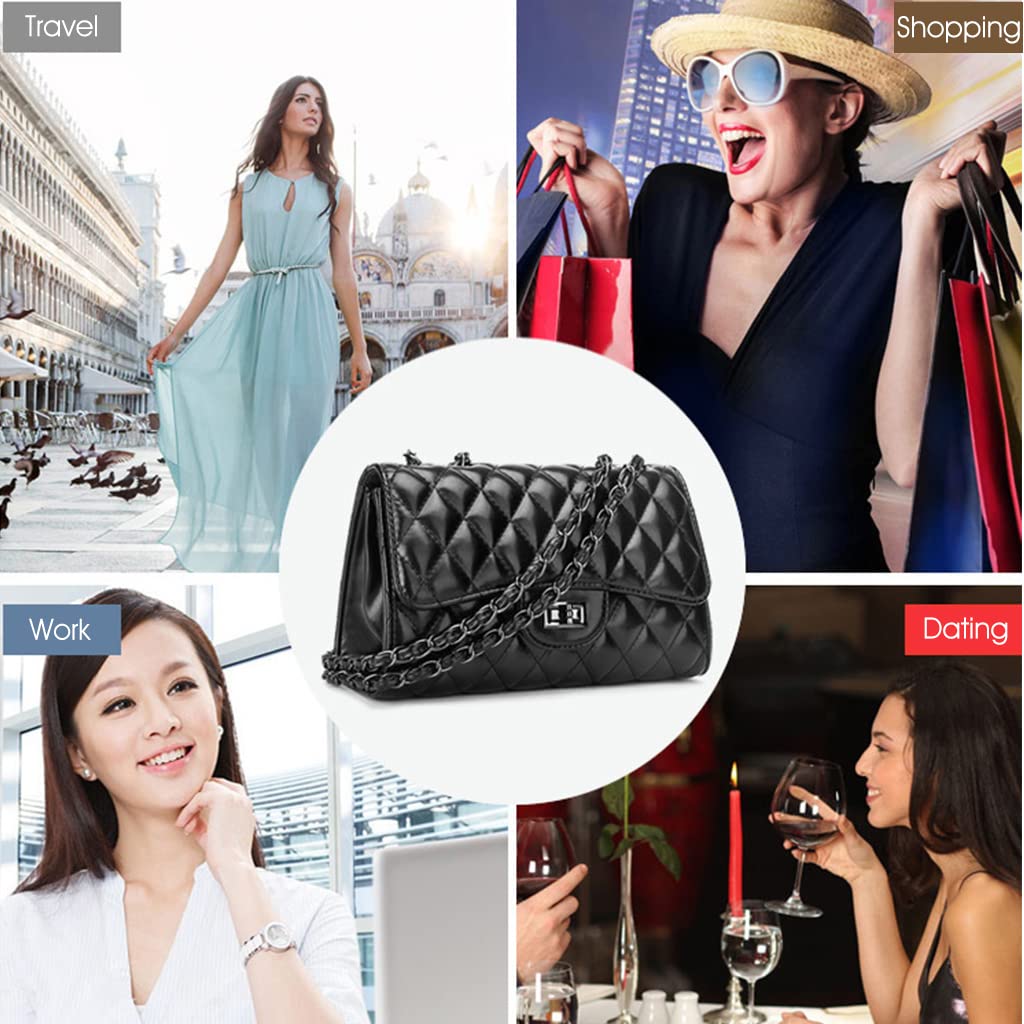 PALAY Sling Bag for Women Stylish PU Leather Shoulder Bag Chain Strap Bag Diamond Pattern Bag Interlock Closure Women Bag Crossbody Bag for Girls