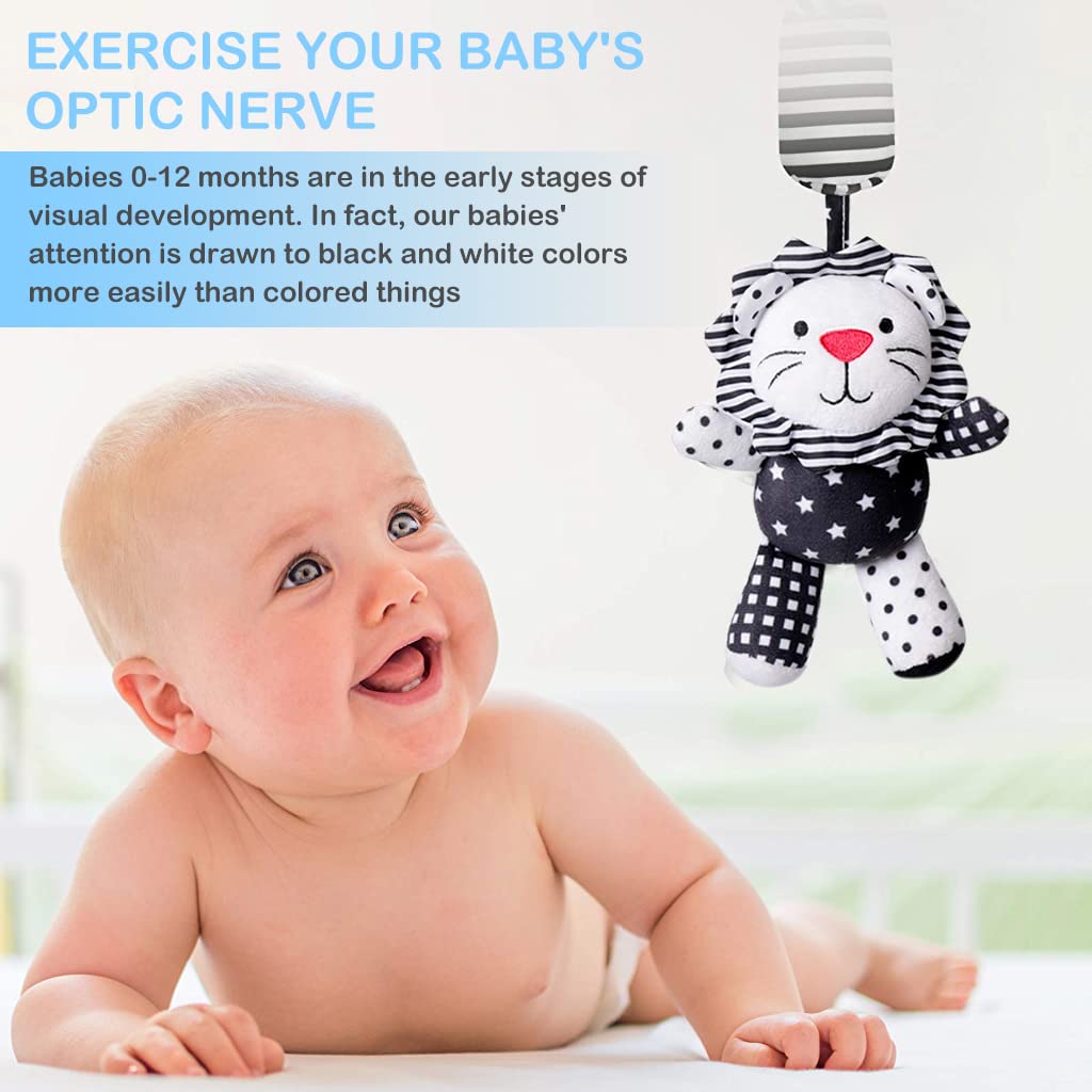 PATPAT® Baby Toy Car Toy for Kids, Rattle Toy Stuffed Toy Hanging Rattle Toys, Crib Toy Car Seat Travel Stroller Soft Plush Toys with Sound, Best Birthday Gift for Newborn 0-18 Month