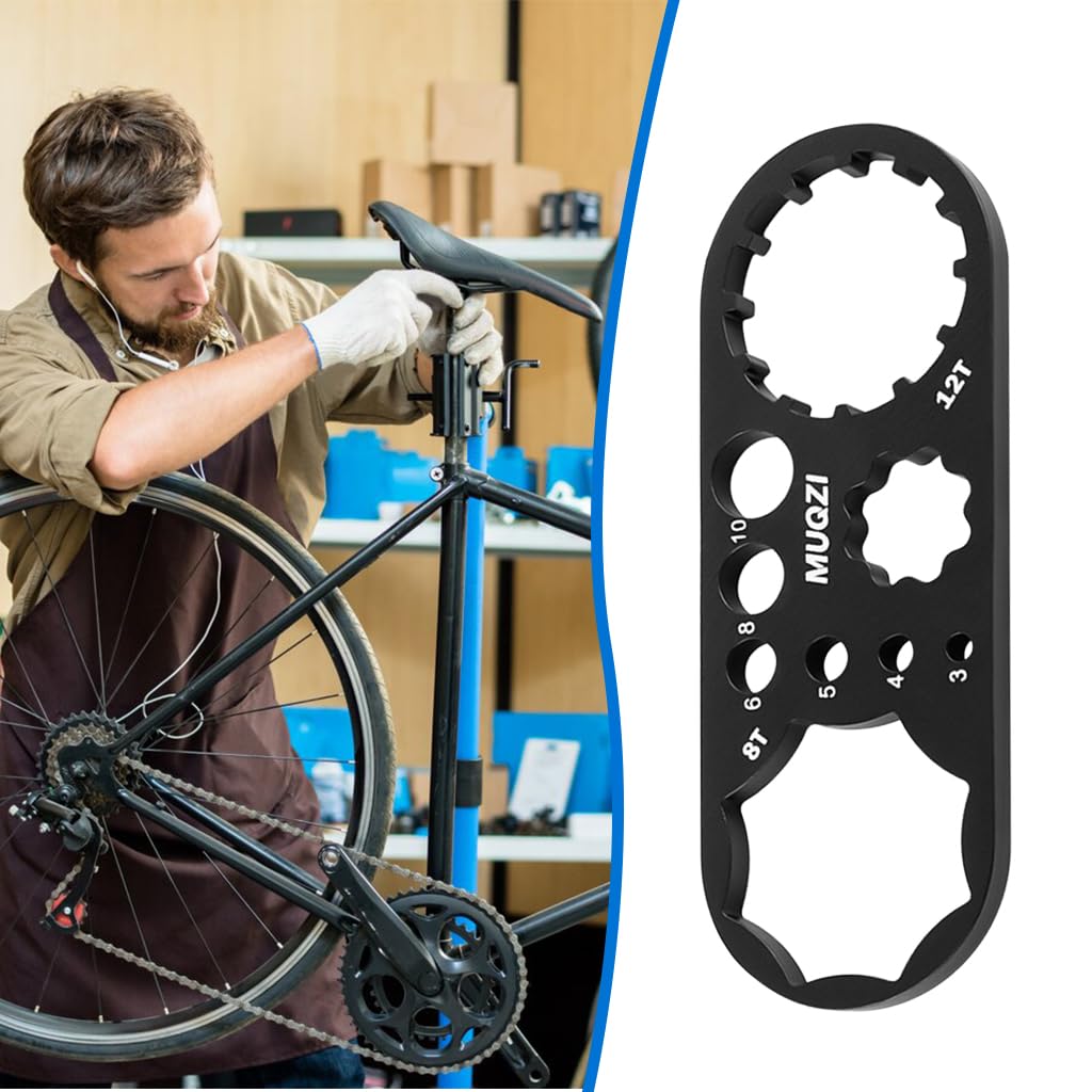 Proberos Bicycle Fork Cap Wrench 3.93 inches Pocket Multi Wrench Tool Bike Front Fork Shoulder Caps Wrench, Multifunctional Aluminum Alloy Bike Maintenance Tool Spanner