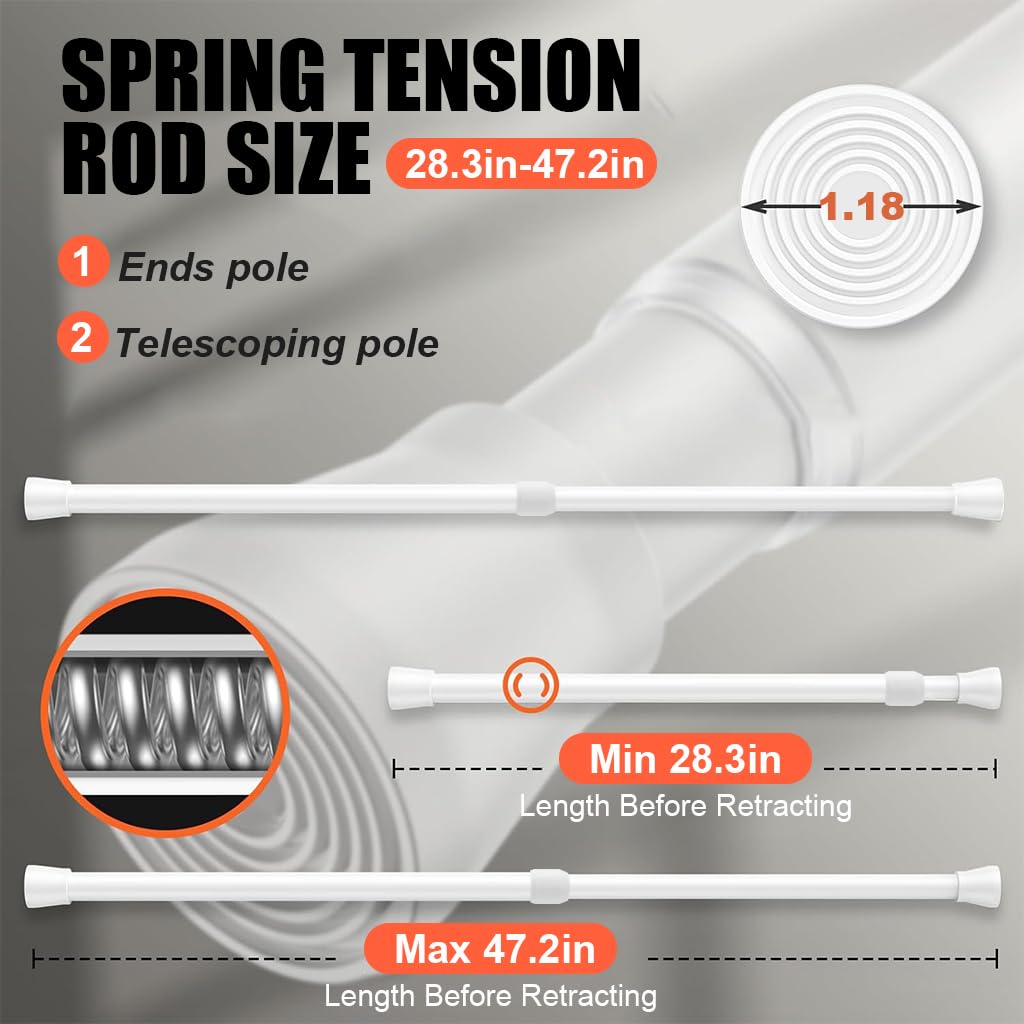 HASTHIP Retractable Curtain Rod, 16.9''-27.5'' Adjustable Child Proof Sliding Patio Door Window Security Bar Stopper, Multipurpose Sliding Door Security Bar Detachable Hanging Rod for Home Security