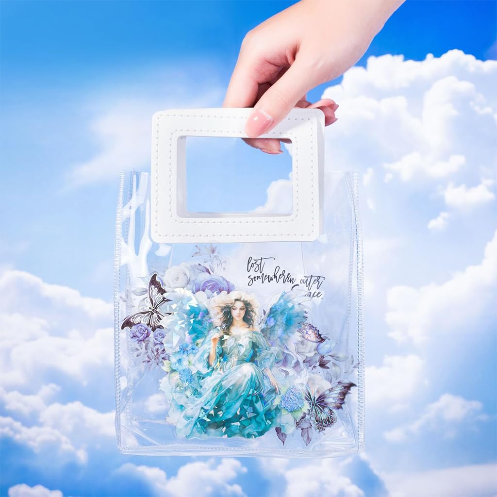 HASTHIP 30Pcs Angel Stickers PET Material 3.9-Inch Aesthetic Dreamy Color Angel Stickers Durable, Waterproof, Glossy 6 Styles for Journaling, Scrapbooking, Crafting, Gifting