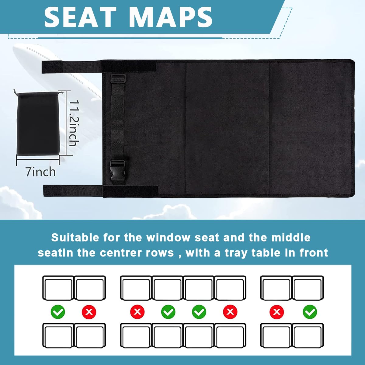 HASTHIP Airplane Footrest for Kids, Toddler Travel Bed, Airplane Foot Hammock for Baby with Anti-Slip Design, Airplane Seat Extender for Kids, Portable Airplane Travel Accessories, 79 * 44cm (Black)