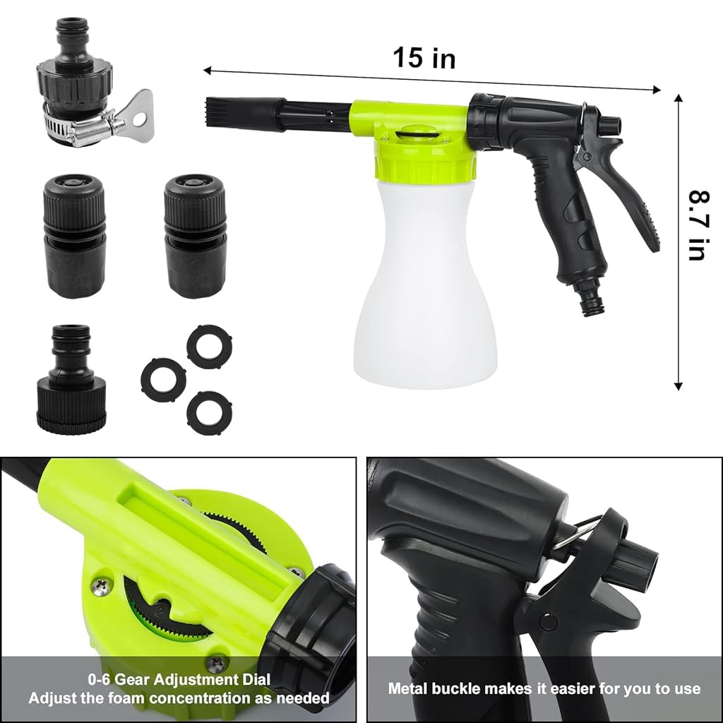 HASTHIP 900ML High Pressure Foam Sprayer for Car Washing Car Window Cleaning with 3/4in & 3/8in Quick Connector, Adjustable Pressure Foam Sprayer for Car Washing Soap Window