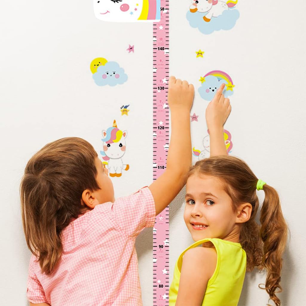 PATPAT Height Growth Chart for Kids Room 70-180cm Height Ruler with Magnetic Cartoon Pink Unicorn Marker Height Growth Chart Kids Room Decor