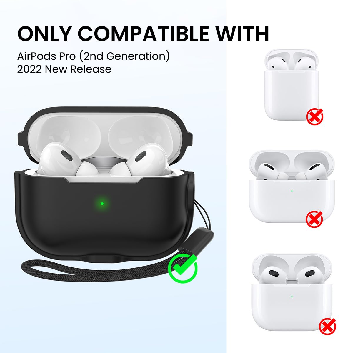 ZORBES Silicone Charging Case Cover for AirPods Pro 2 Magnetic Silicone Charging Case Cover Supports MagSafe Wireless Charger Anti-scratch Protective Silicone Case Cover for AirPods Pro 2