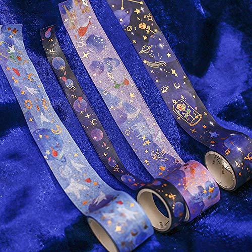 HASTHIP Shine Gold Foil Washi Tape Sets 10 Rolls Washi Tapes with 10 Sheets Stickers Decorative Tape for Crafts Bullet Journal Gift Wrapping Scrapbooking (Purple)