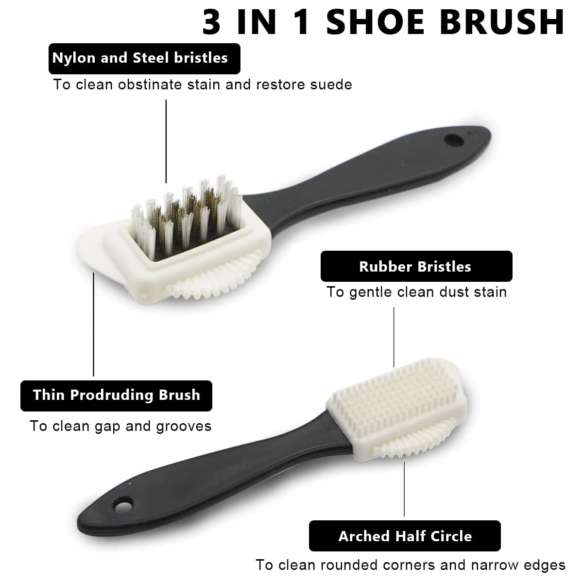 HASTHIP 3 in 1 Suede Shoe Cleaner Brush, Cleaner for Suede Boots, Cleaning & Refreshing Brush for Suede Leather Products with Brass & Nylon Bristles