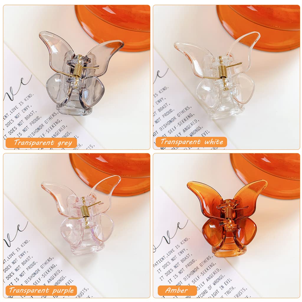 MAYCREATE 4 Pcs Hair Claw Clips,Clutchers Claws for Women Acrylic Butterfly Korean Hair Clips Non slip,Trendy Hair Accessories for Women and Girls,Size 1.49 Inch