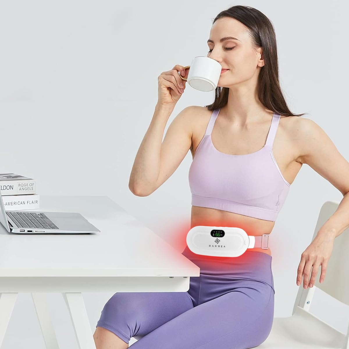 HANNEA Electric Cordless Heating Pad For Period Pain|Cramp Relief, Back Pain In Period|Belly Warmer Heating Pad With 3 Heat Levels 4 Vibration Modes|Caring Gift Heating Pad Belt For Women