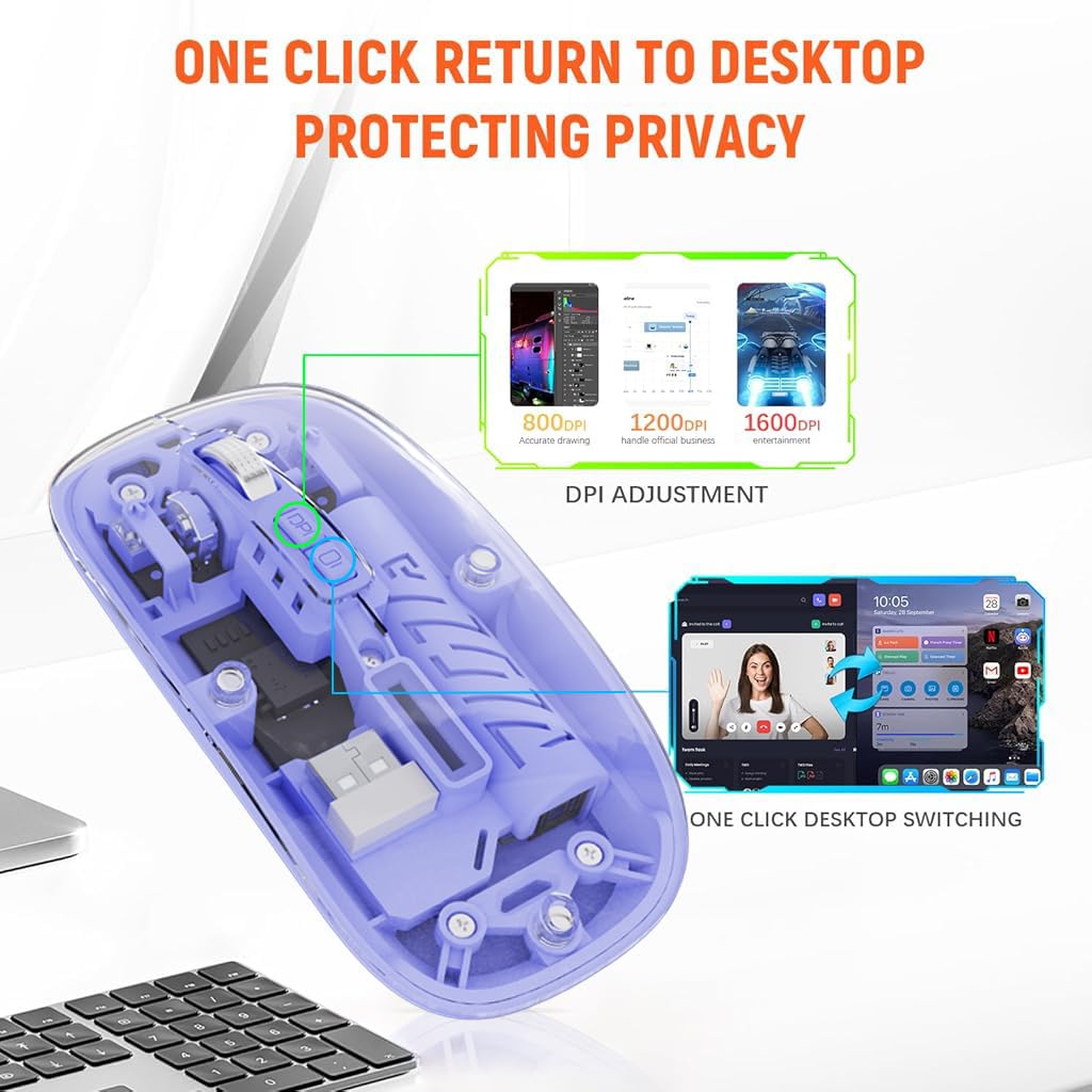 Verilux Transparent Wireless Mouse