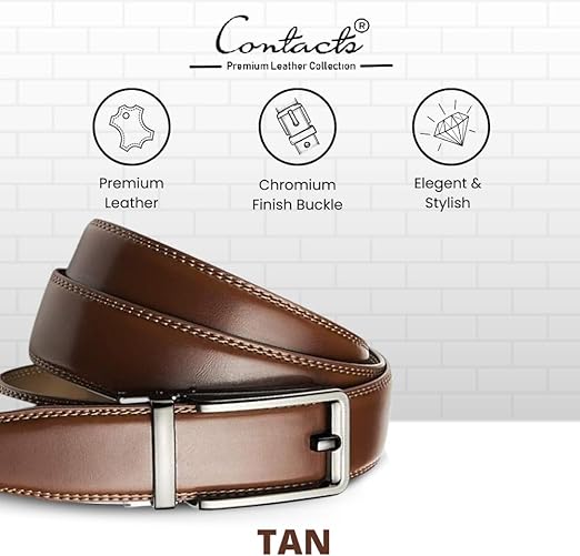 ZIBUYU® Leather Belt for Men Formal, Adjustable Zinc Alloy Buckle Men Belts, Waistband Up To 130Cm/51Inches Casual Business Pu Belt for Men Jeans Perfect for Formal And Casual Wear, Birthday Gift