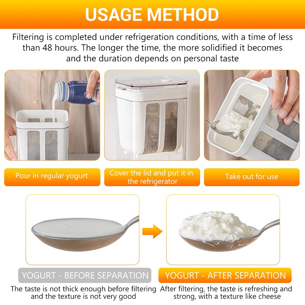 HASTHIP 1100ML Yogurt Strainer,Yogurt Filter Milk Strainer with Fine Mesh Bag,Lid And Scale Mark, for Making Thick Greek Yogurt,Soybean Milk,Kefir,Berries,Soup,Fruit Juice,Coffee