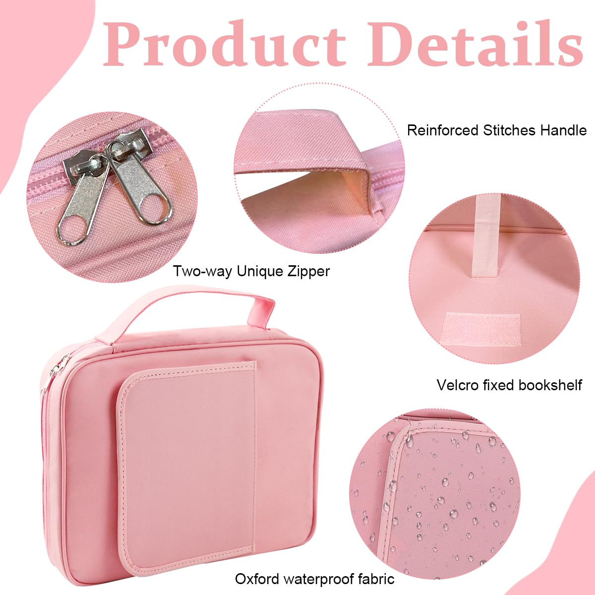 Climberty Bible Covers for Women & Girls, Bible Case Carrying Tote Bag with Book Stand, Bible Bag with Handle, Zipper and Multi-Pockets for Scripture Study Bible Protector, 28x22x6cm, Pink