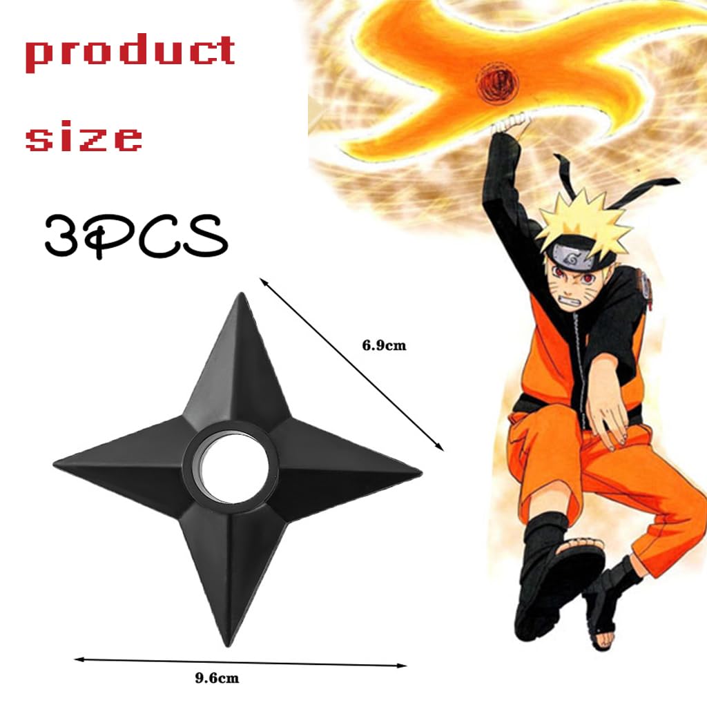 PATPAT 3Pcs Toys Shuriken Ninja 3.5 Inches ABS Cosplay Kunai Safe Plastic Shuriken Samurai Shuriken Anime Martial Art Cosplay Anime Toy Anime Accessories Anime Merchandise