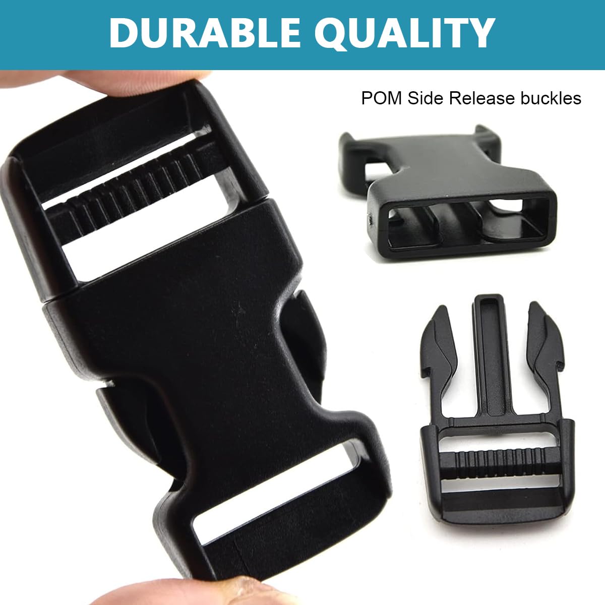 HASTHIP Buckle Strap Set with 6 Yards Nylon Webbing, 6Pcs Metal D Rings, 6Pcs Quick Side Release Plastic Buckles, 12Pcs Tri-glide Slide Clip for DIY Making Luggage Strap, Backpack Repairing