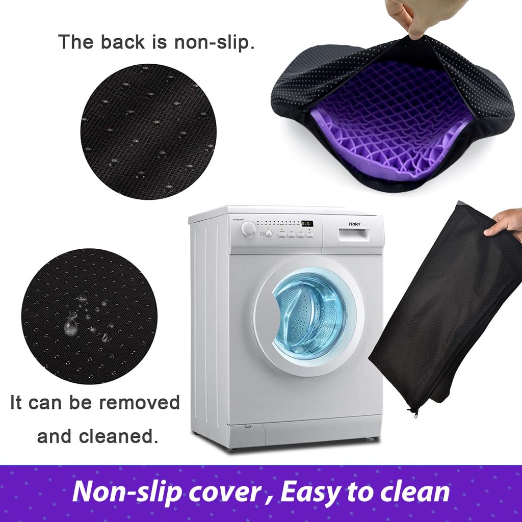 STHIRA Car Seat Cushion for Chair, Gel Seat Cushion Breathable Gel Car Seat Cushion Hive Seat Cushion Seat Booster Pad Booster Cushion for Car Seat, Chair, All Season Use 3D Gel Cooling Seat Cushion Purple
