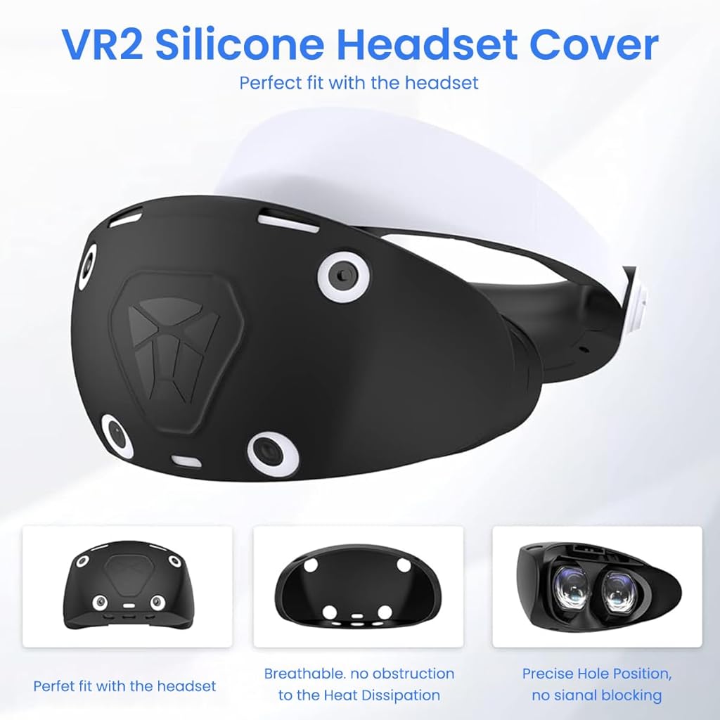 ZORBES VR Protector Covers for Playstation VR2 Silicone Cover Set with Headset Protector, Silicone Eye Frame Cover, Lens Cover Silicone, Thumb Grip Covers, Silicone Protector Covers for PS VR2