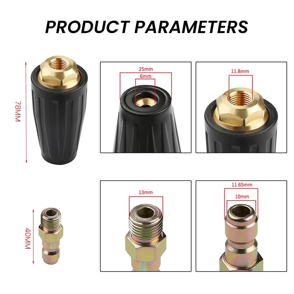 Serplex Pressure Washer Tips Turbo Nozzle with 5 Spray Nozzles High Pressure 4000PSI 360° Rotating Spray Pressure Washer Nozzle Universal 1/4 inch Nozzles Quick Connection for Pressure Washer