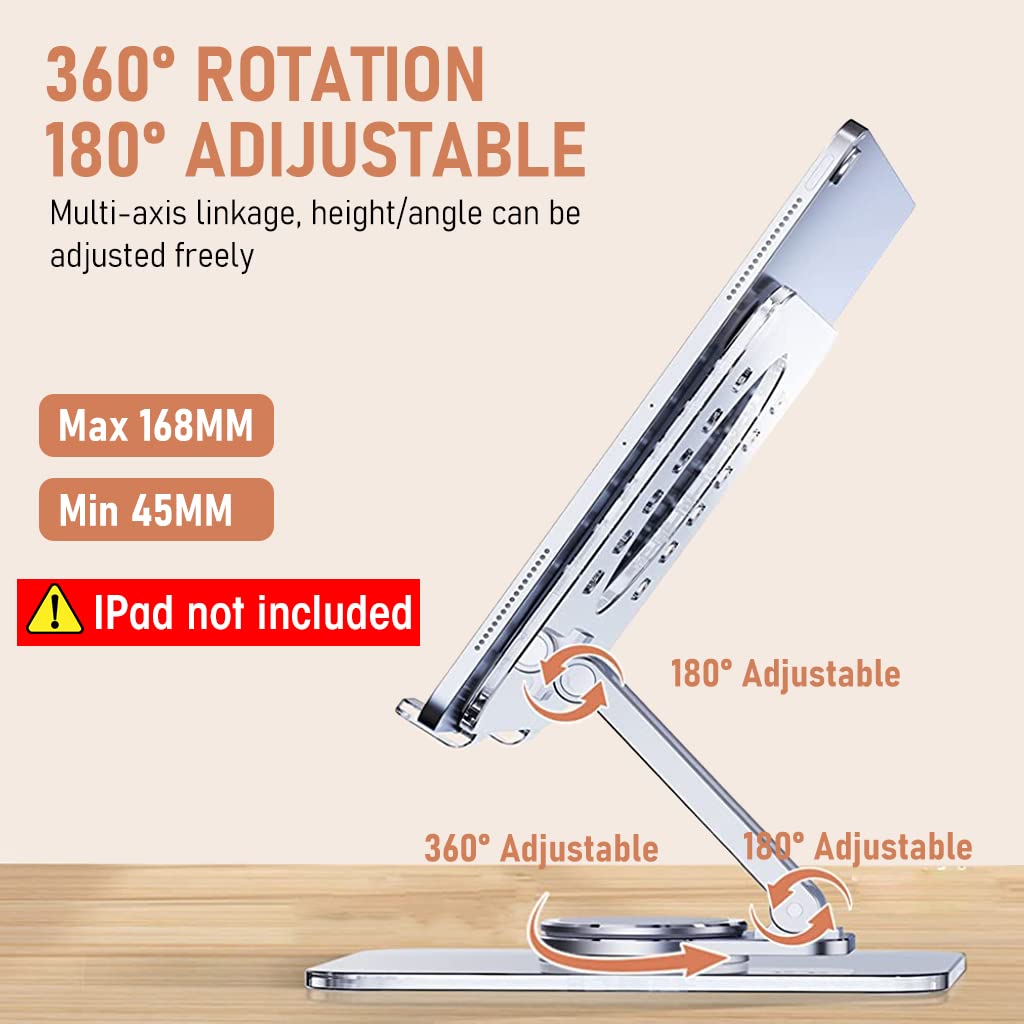 Verilux Desktop Tablet Stand Riser 360° Rotatable Tablet Stand Acrylic Transparent Tablet Riser Rack, Foldable Tablet Stand Holder Universal Stand Rack for Tablet, iPad, Phone, Kindle