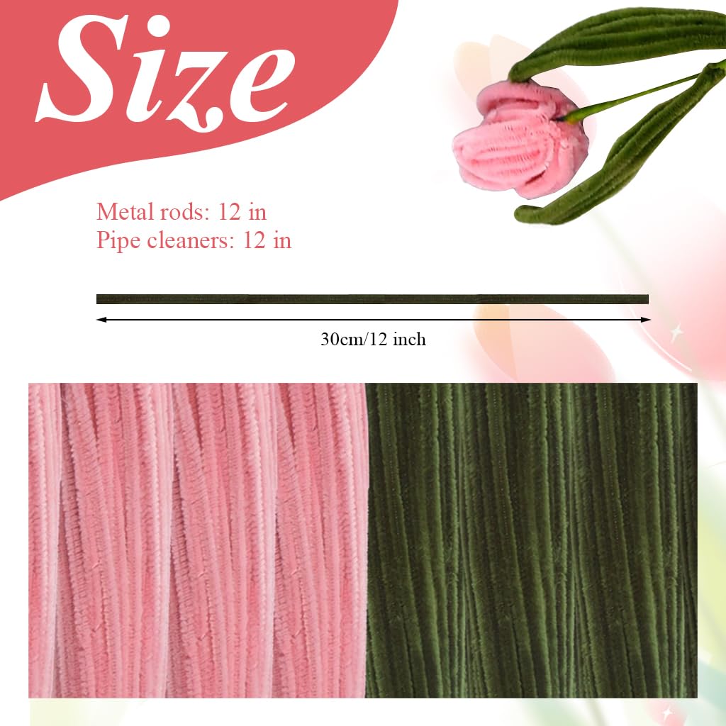 HASTHIP DIY Flower Making Material Kit Plush Wire Crafting Art Tulips Flower Material Kit DIY Wire Craft Art Kit Tulips Flower Bouquet Material Kit DIY Handmade Flower Gift