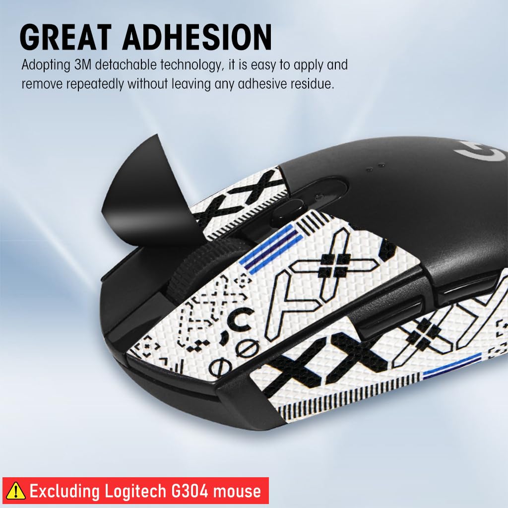 Verilux Mouse Grip Tape for Lo gitech G102/G304 Gaming Mouse Skin, Pre-Cutted Self-Adhesive Mouse Grip Tape Fashion Sweat-Proof Mouse Grip Tape (Mouse is not Included)
