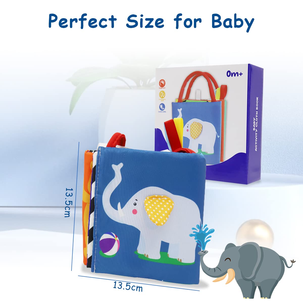 PATPAT® Cloth Books for Babies, Baby Cloth Book Double Side Infant Tummy Time Toy Tear Resistance Hangable Cloth Book On Cradle for Toddler Visual Development Toy for Toddler 6-12 Month Toys