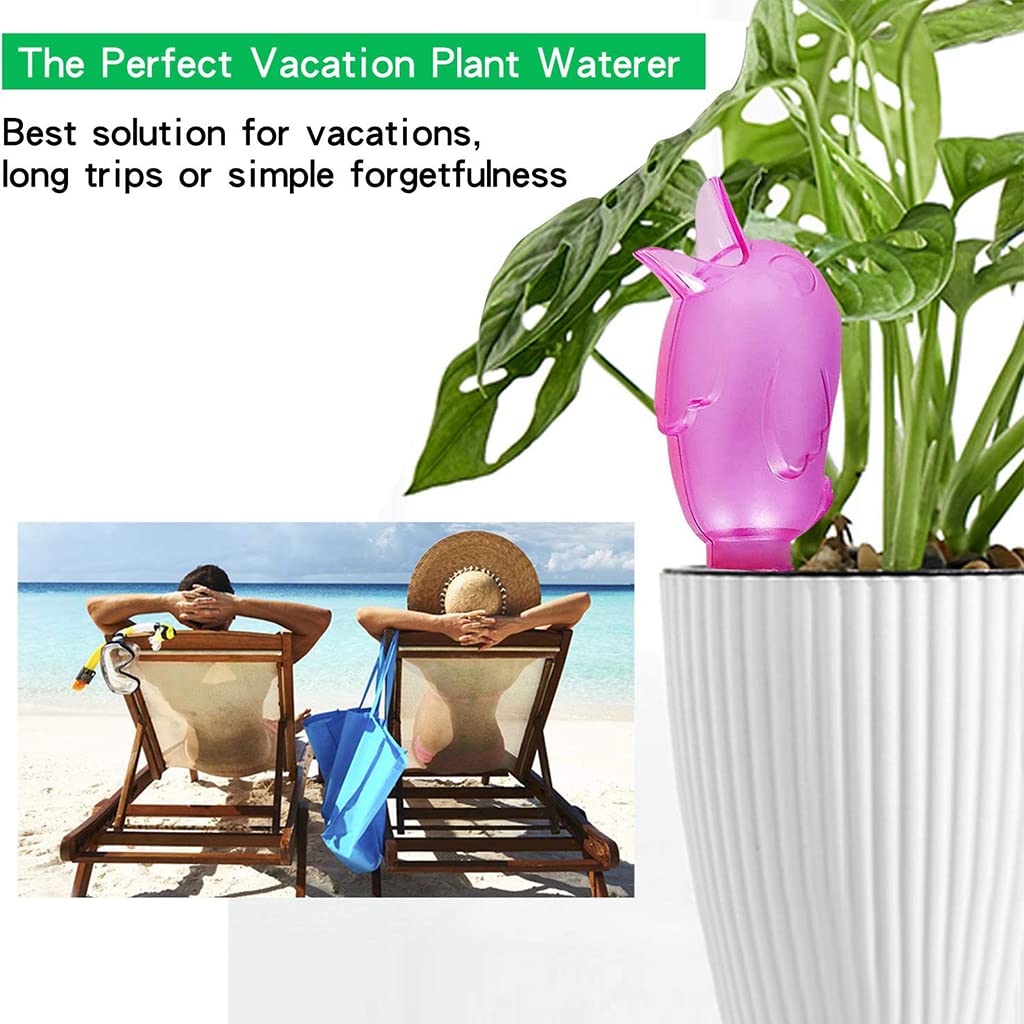 HASTHIP 4Pcs Drip Irrigation Kit for Pots Plant with Bottles, Creative Ceramics Plant Watering Device for Watering 4-7 Days, Automatic Watering Gadget for Garden Home Office Travel Vacation