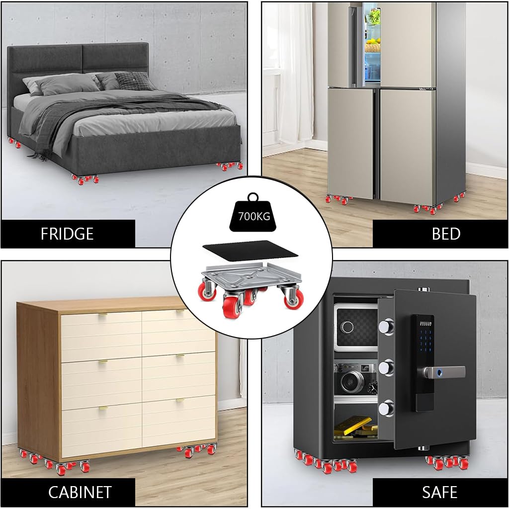 HASTHIP 5-Wheel Furniture Lifter Mover Set, 600kg Heavy Duty Furniture Move Roller Tools with Anti-Slip for Sofa, Wardrobes, Washing Machines, Fridge Adjustable Height